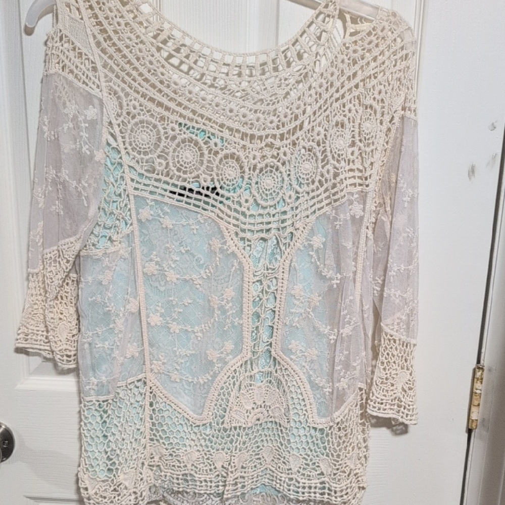 Maurices Cream Lace Crochet Blouse